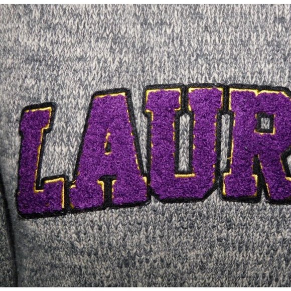 Wilfred Laurier University Canada Womens XL Renu Cabin Sweater Gray Purple - Picture 5 of 9